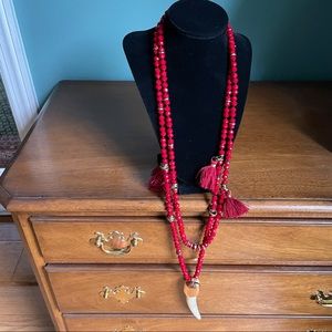 India Hicks Free Spirit Necklace-Dark Red Gold NEW